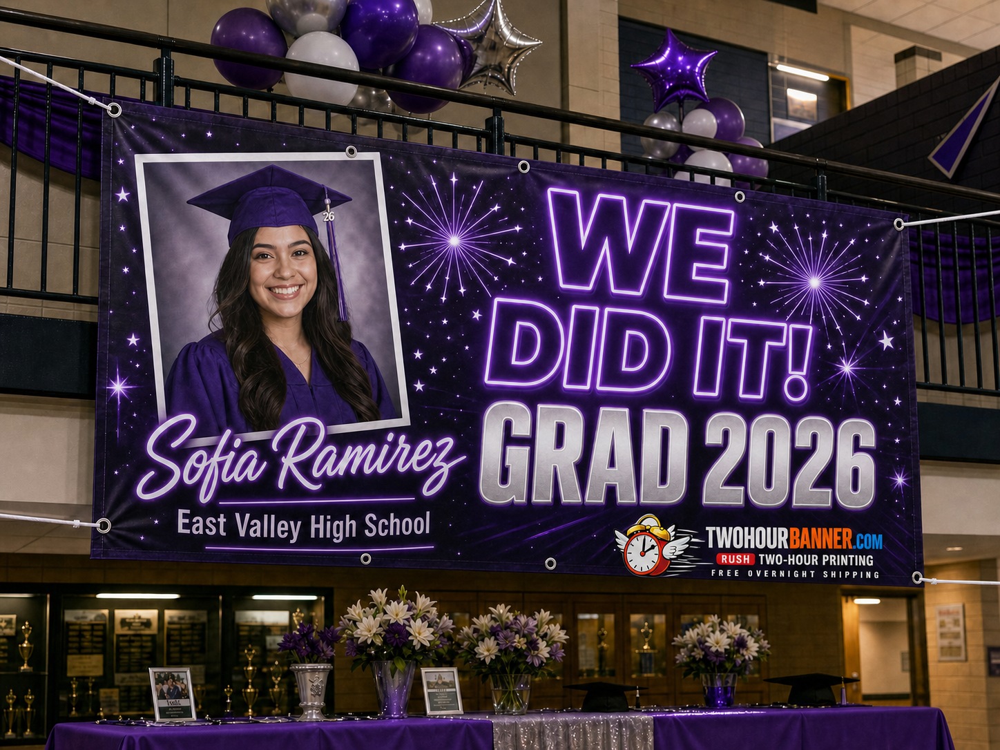 Personalized graduation banner — full color rush printing by TwoHourBanner