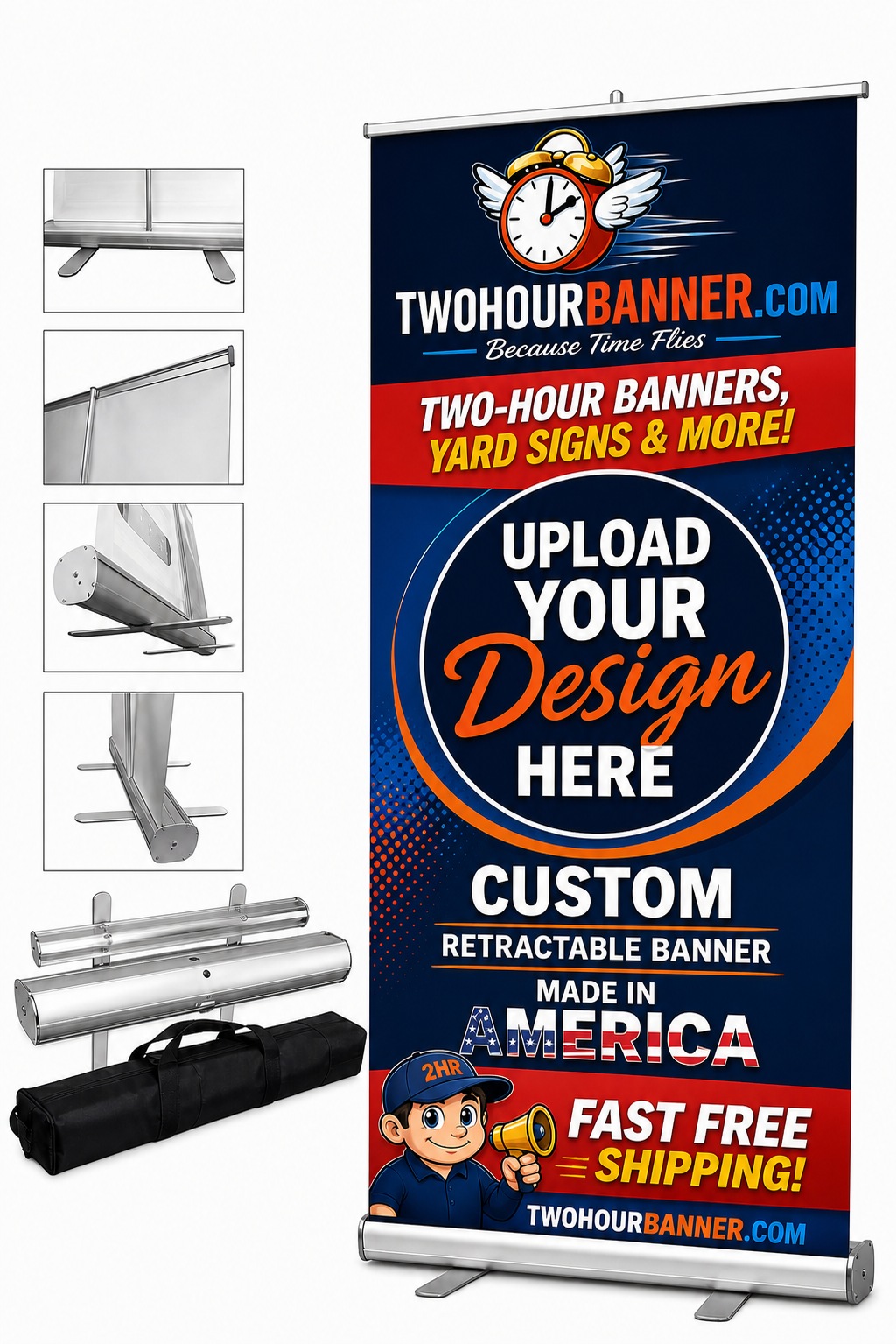 Custom retractable banner stand kit with carrying case — TwoHourBanner