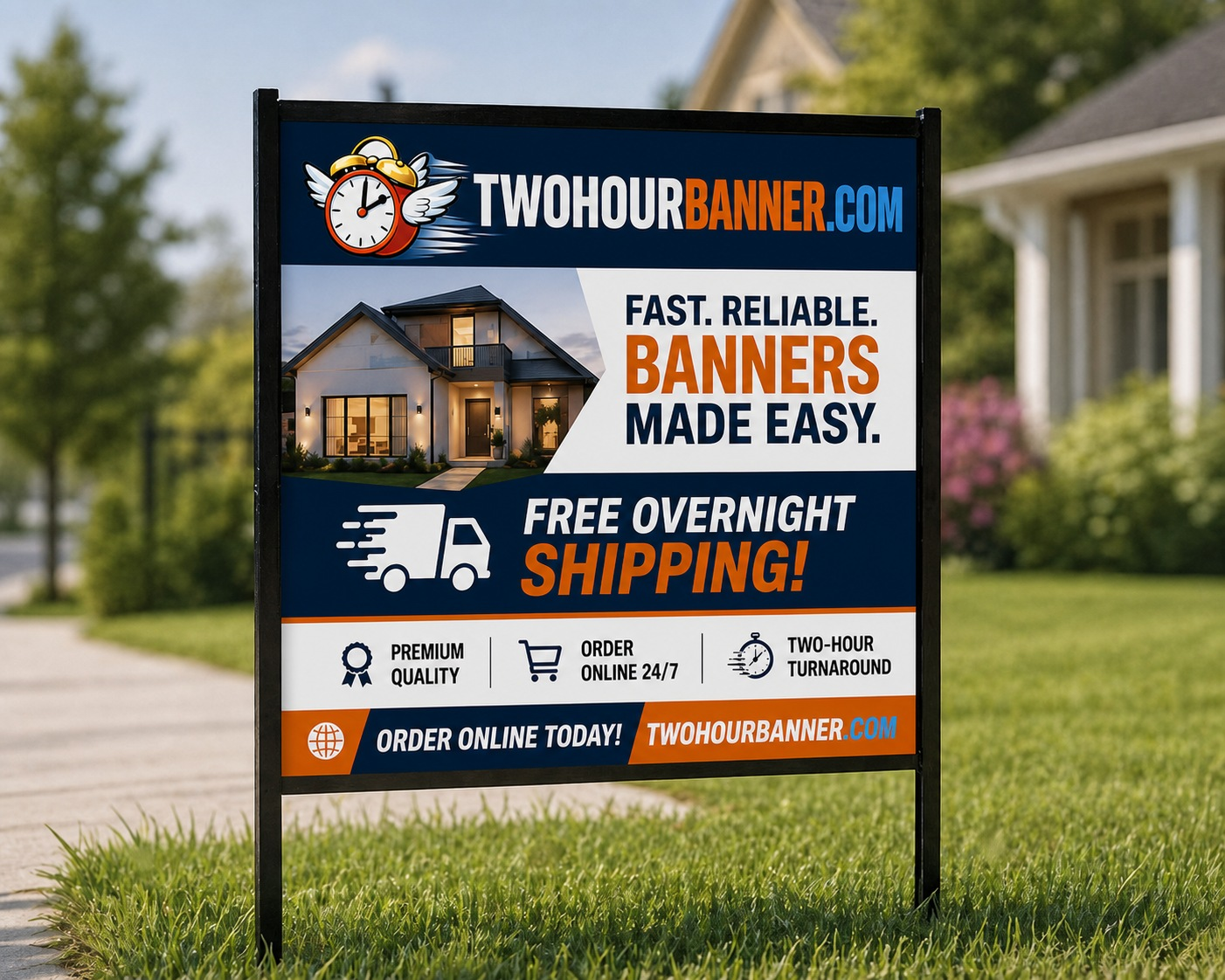 Custom realtor panel sign with agent photo — same-day printing and overnight delivery from TwoHourBanner.com