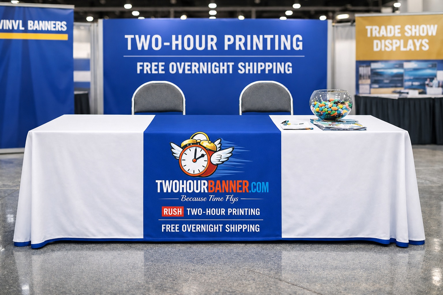 TwoHourBanner trade show table runner