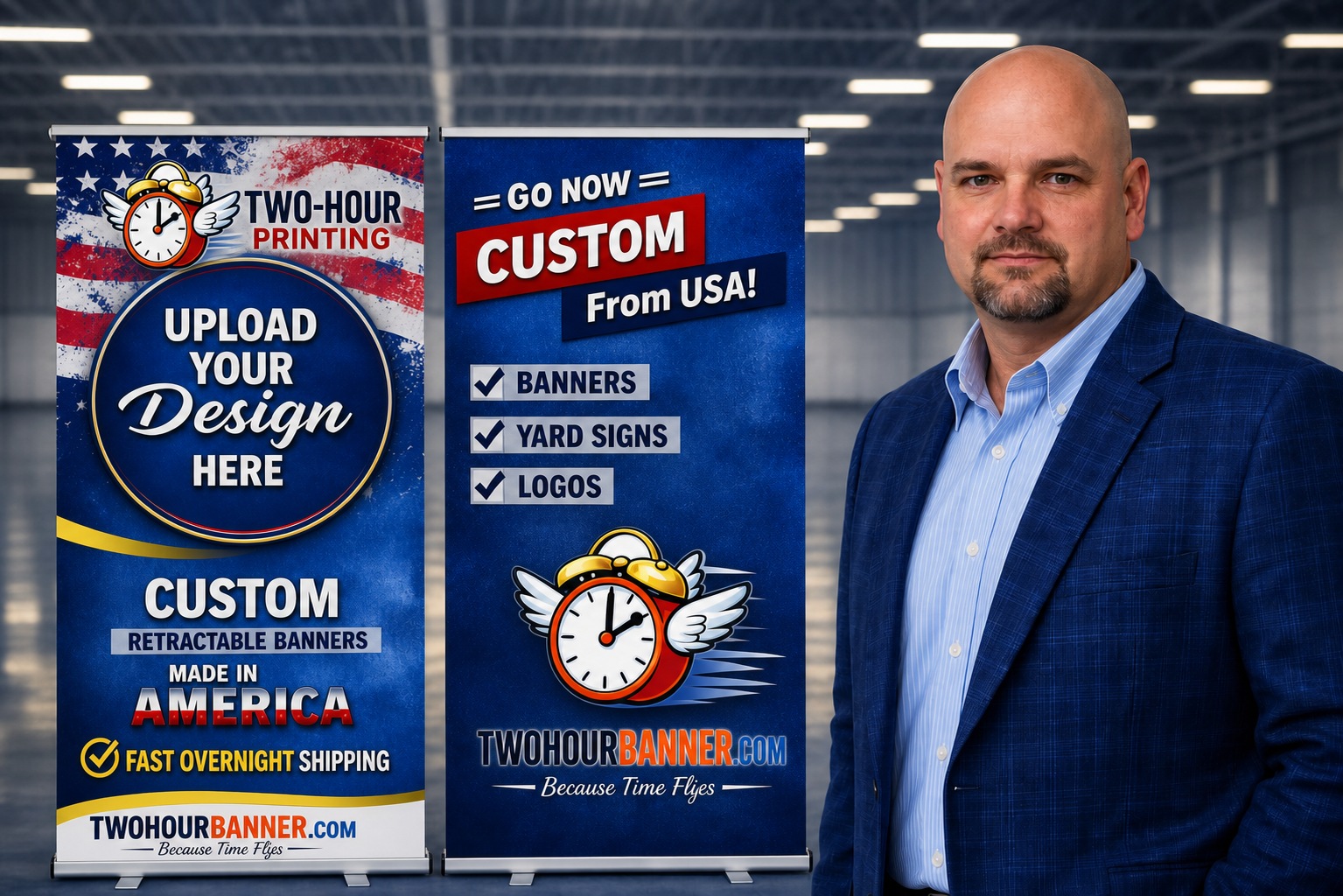Retractable pull-up banner stands with custom printing from TwoHourBanner